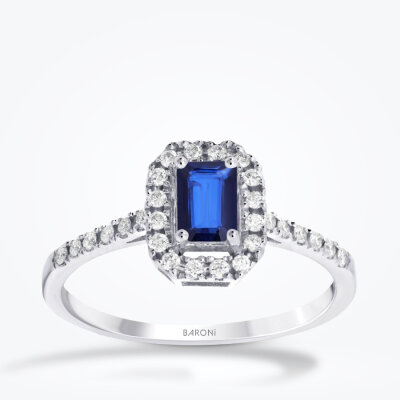 0.69 Karat Pırlanta Safir Yüzük - 1