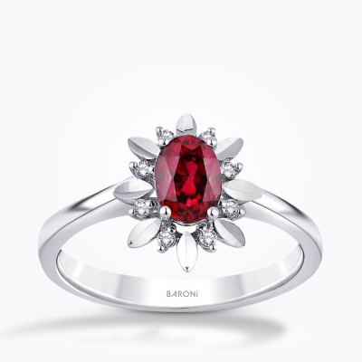 0.69 Karat Pırlanta Yakut Yüzük - 1