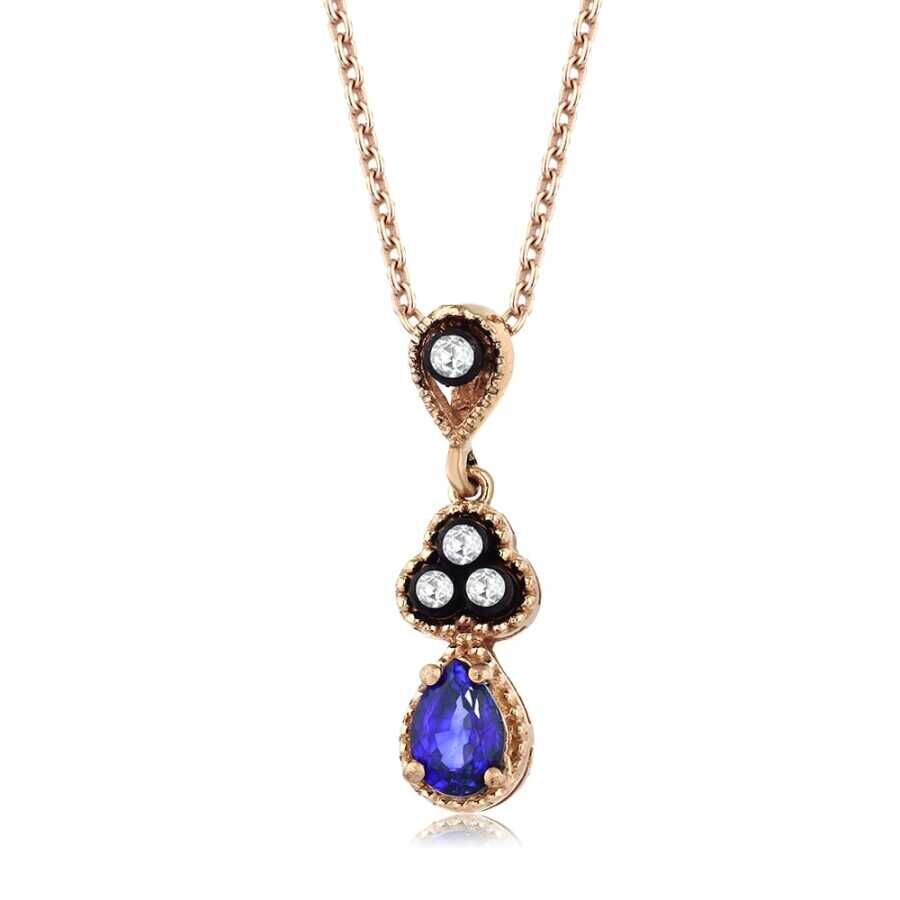 0.70 Karat Elmas Safir Kolye