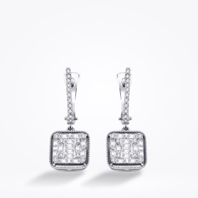 0.70 Karat Pırlanta Baget Küpe - 2