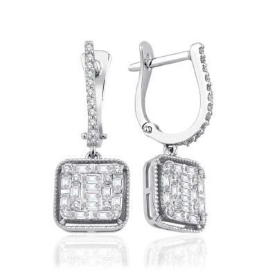 0.70 Karat Pırlanta Baget Küpe - Baroni Diamond
