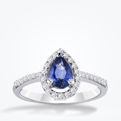 0.70 Karat Pırlanta Damla Safir Yüzük - 1