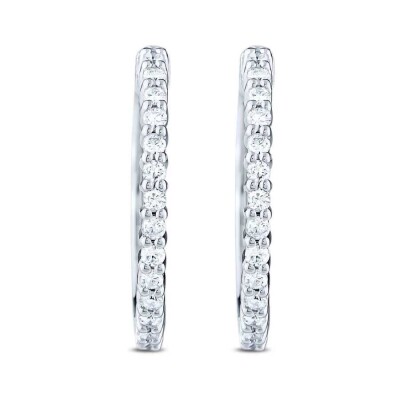 0.70 Karat Pırlanta Yarı Taşlı Halka Küpe - 2