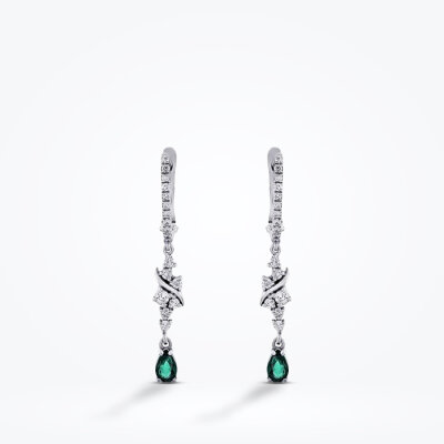 0.70 Karat Pırlanta Zümrüt Küpe - Baroni Diamond (1)