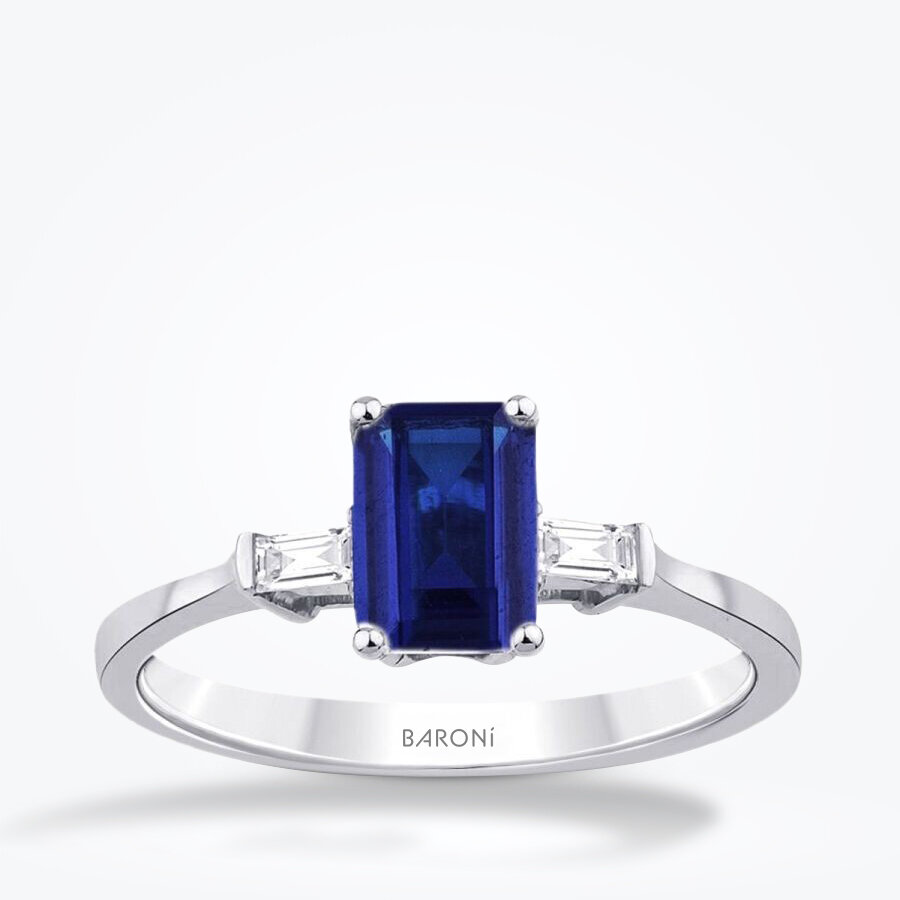 0.71 Karat Pırlanta Safir Yüzük - Baroni Diamond