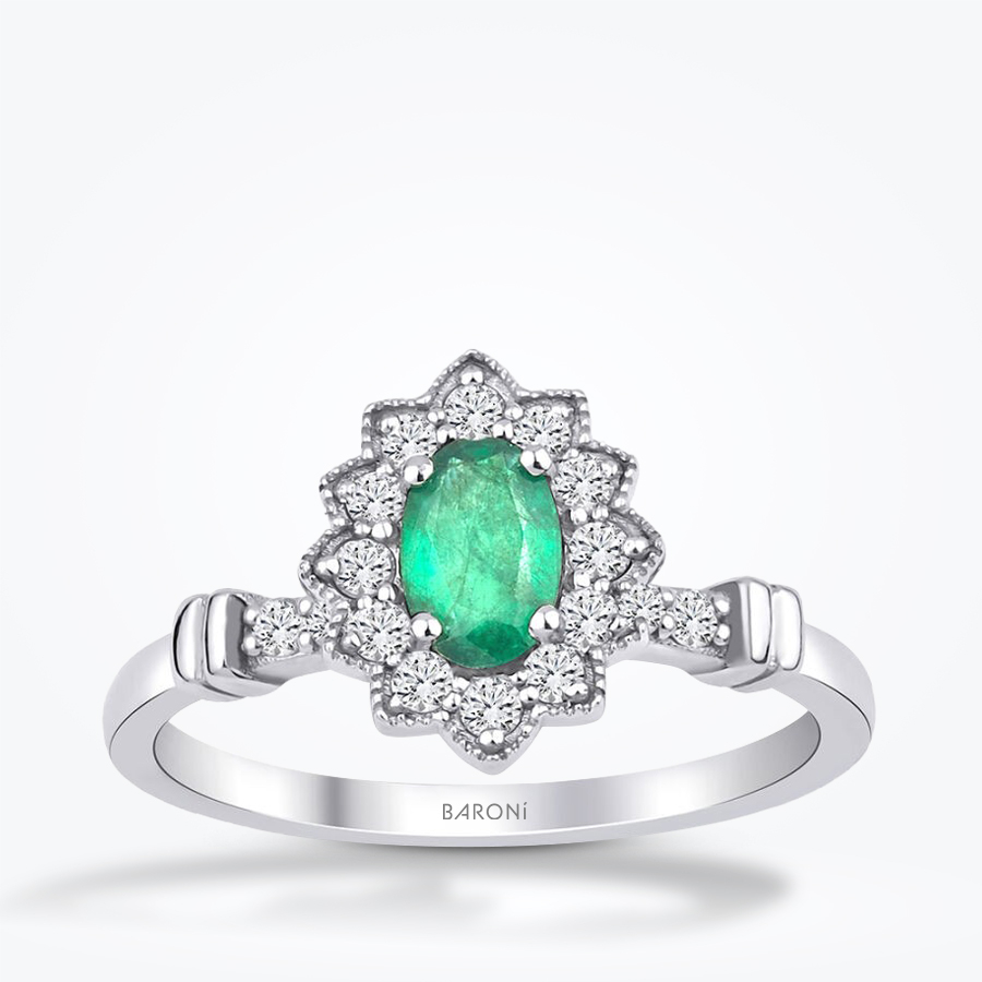 0.71 Karat Pırlanta Zümrüt Yüzük - Baroni Diamond