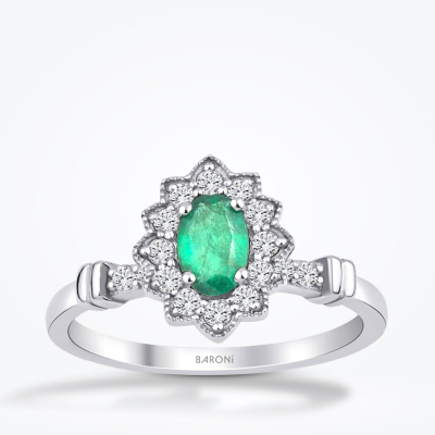 0.71 Karat Pırlanta Zümrüt Yüzük - 1