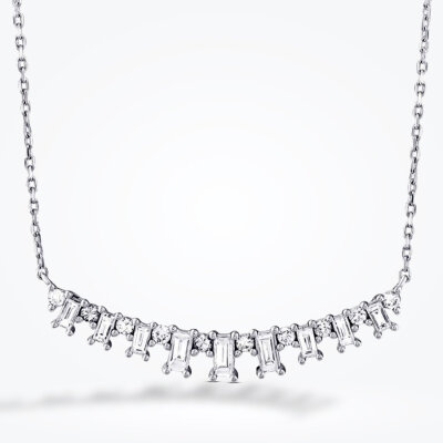 0.72 Karat Pırlanta Baget Kolye - 1