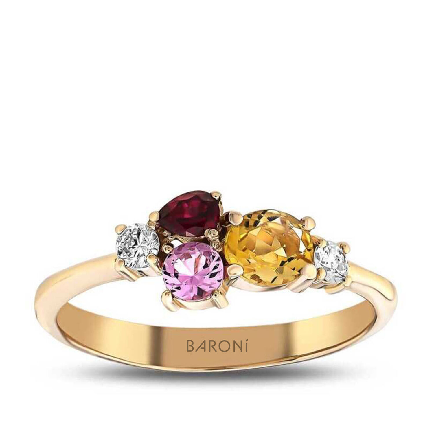 0.61 Karat Pırlanta Renkli Taşlı Yüzük - Baroni Diamond