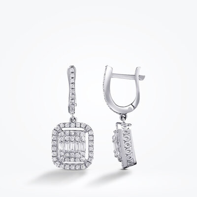 0.74 Karat Pırlanta Baget Küpe - 1