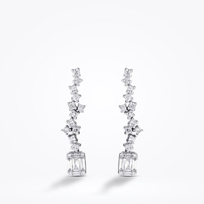 0.74 Karat Pırlanta Baget Küpe - 1