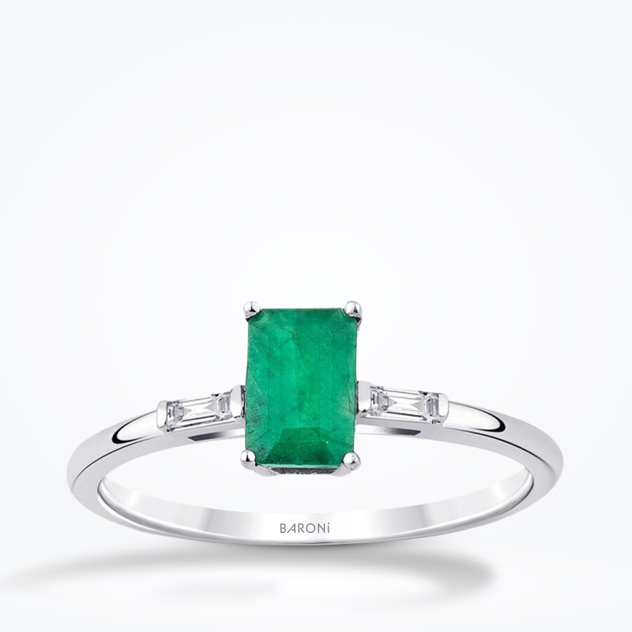 0.74 Karat Pırlanta Zümrüt Yüzük - Baroni Diamond
