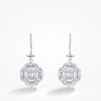 0.75 Karat Pırlanta Baget Küpe - 2