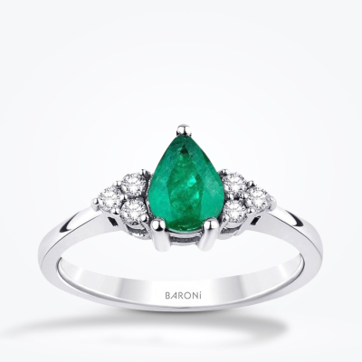 0.75 Karat Pırlanta Zümrüt Yüzük - Baroni Diamond