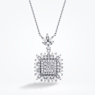 0.76 Karat Pırlanta Baget Kolye - 1