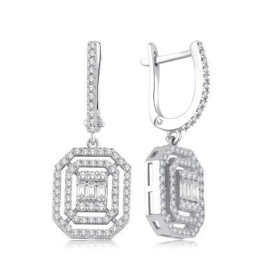 0.76 Karat Pırlanta Baget Küpe - Baroni Diamond