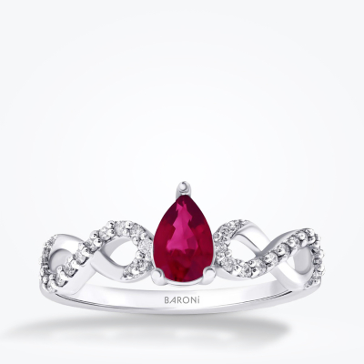 0.76 Karat Pırlanta Damla Yakut Yüzük - Baroni Diamond