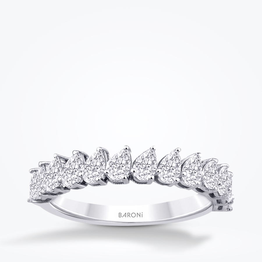 0.76 Karat Pırlanta Damla Yarımtur Yüzük - Baroni Diamond