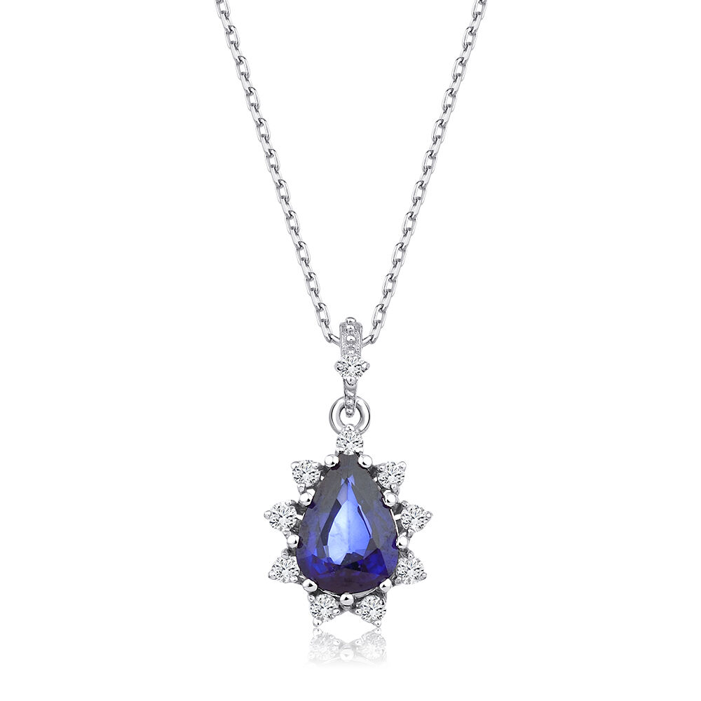 0.76 Karat Pırlanta Safir Kolye