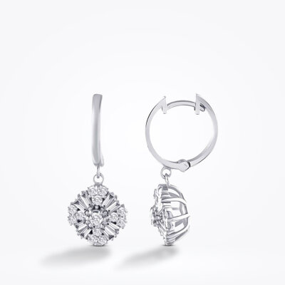 0.77 Karat Pırlanta Baget Küpe - 1