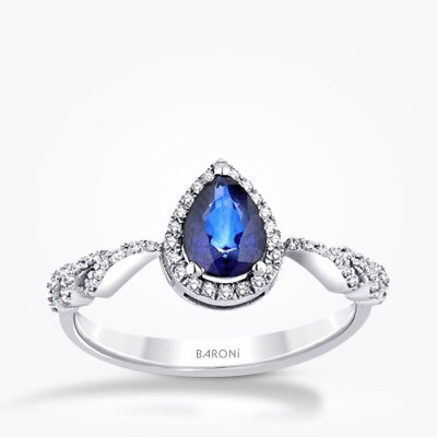 0.83 Karat Pırlanta Safir Yüzük 