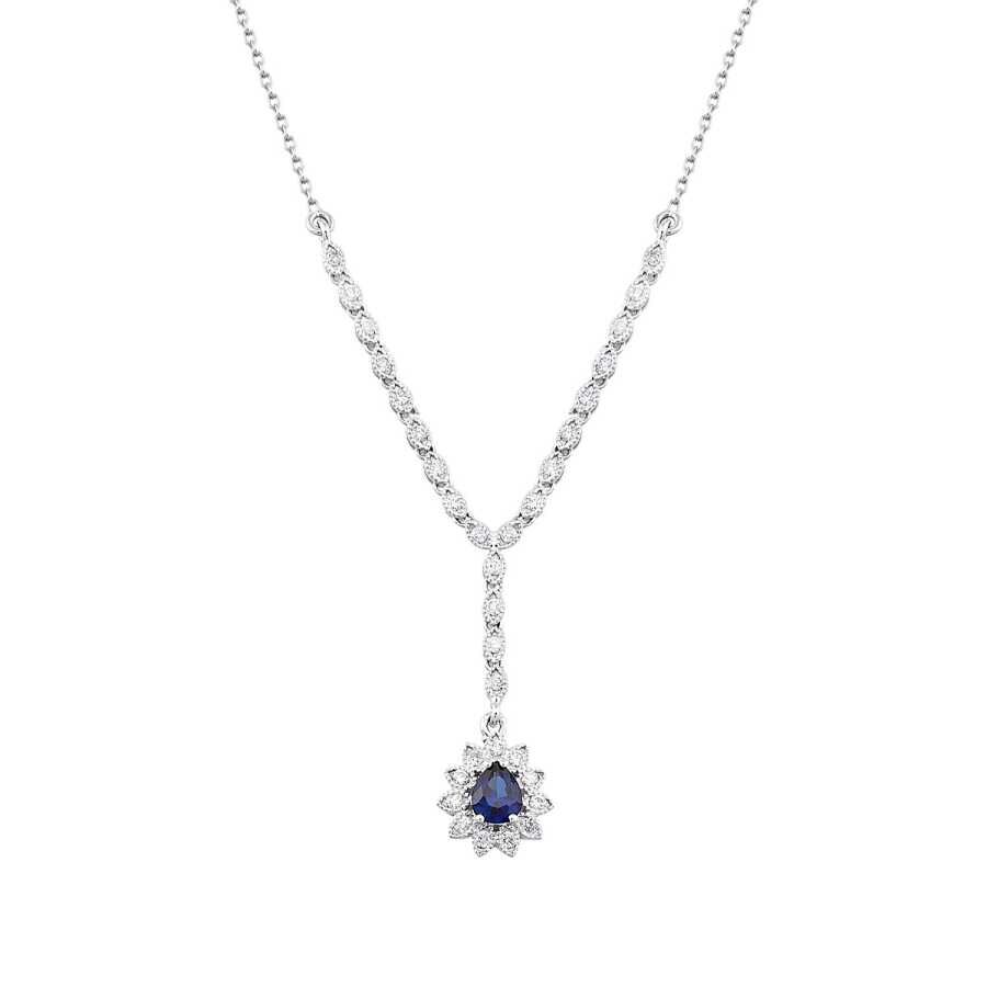 0.78 Karat Pırlanta Safir Kolye - Baroni Diamond