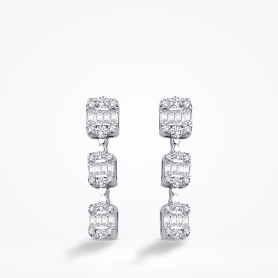 0.79 Karat Pırlanta Baget Küpe - 1