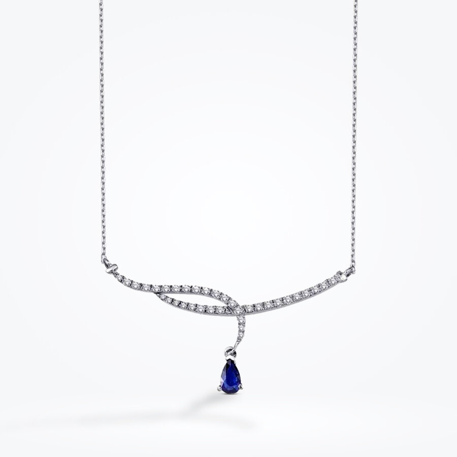 0.79 Karat Pırlanta Safir Kolye