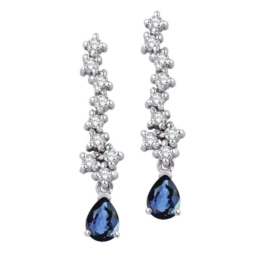 0.79 Karat Pırlanta Safir Küpe
