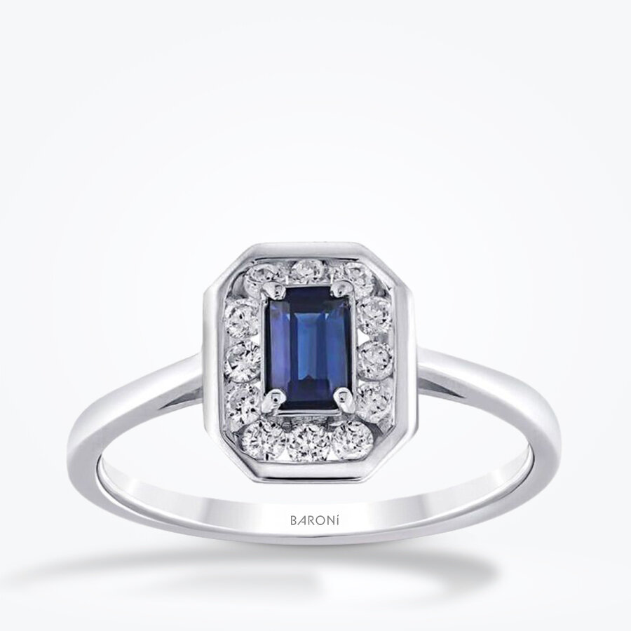 0.79 Karat Pırlanta Safir Yüzük - Baroni Diamond