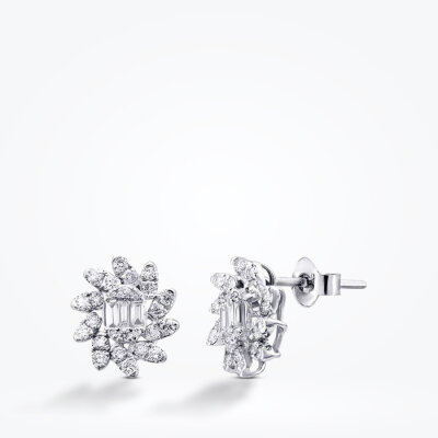 0.80 Karat Pırlanta Baget Küpe - 1