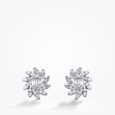 0.80 Karat Pırlanta Baget Küpe - 2