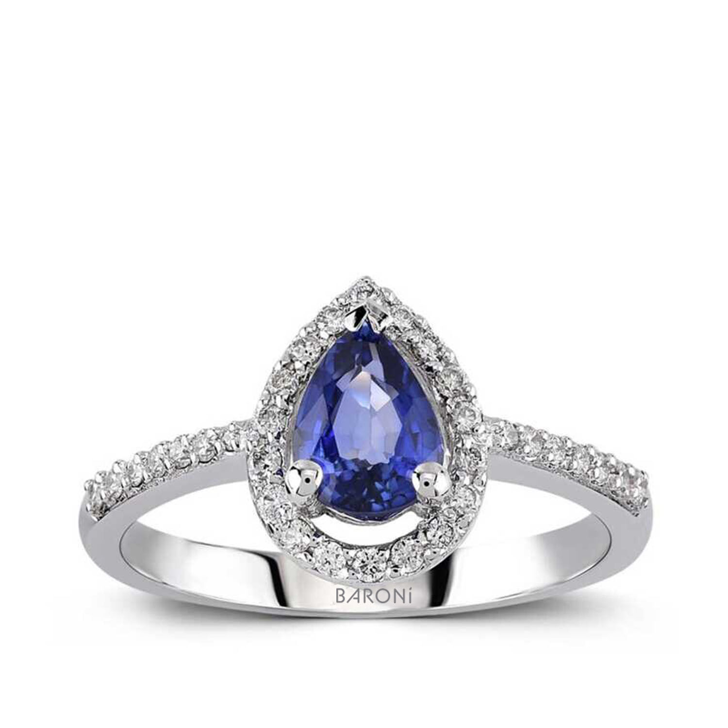0.80 Karat Pırlanta Damla Safir Yüzük - Baroni Diamond