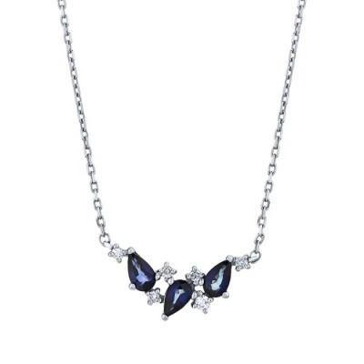 0.80 Karat Pırlanta Safir Kolye - 1