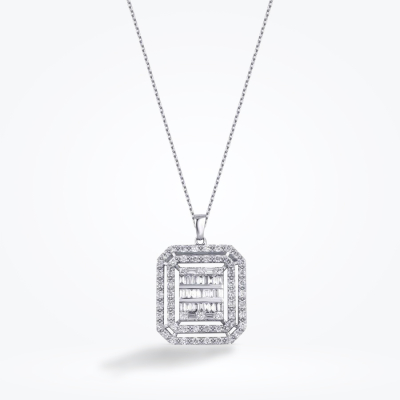 0.81 Karat Pırlanta Baget Kolye - Baroni Diamond (1)