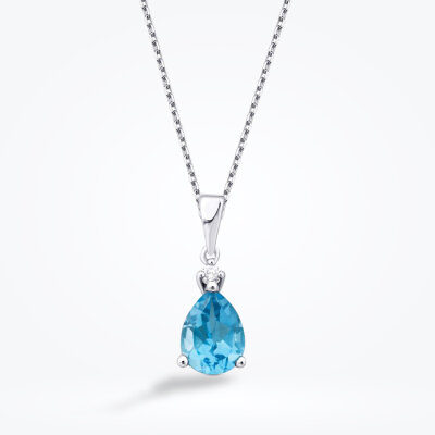 0.82 Karat Pırlanta Blue Topaz Kolye - 2