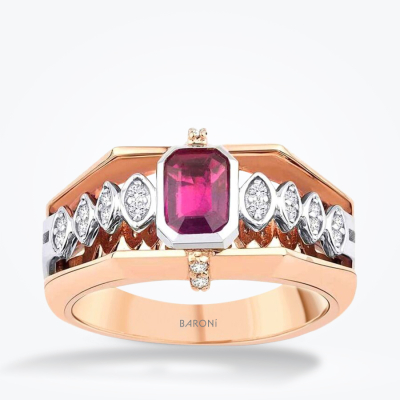 0.82 Karat Pırlanta Rose Yakut Yüzük - 1