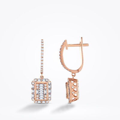 0.83 Karat Pırlanta Baget Küpe - 1