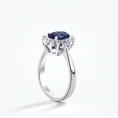 0.98 Karat Pırlanta Safir Yüzük - 2