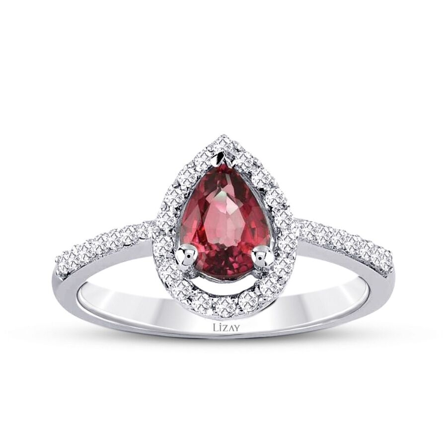 0.83 Karat Pırlanta Damla Yakut Yüzük - Baroni Diamond