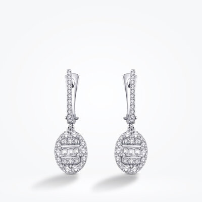 0.85 Karat Pırlanta Baget Küpe - 2