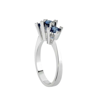 0.85 Karat Pırlanta Safir Tria Yüzük - Baroni Diamond (1)