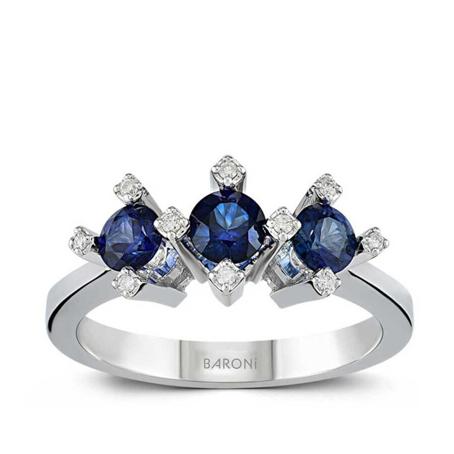 0.85 Karat Pırlanta Safir Tria Yüzük - Baroni Diamond