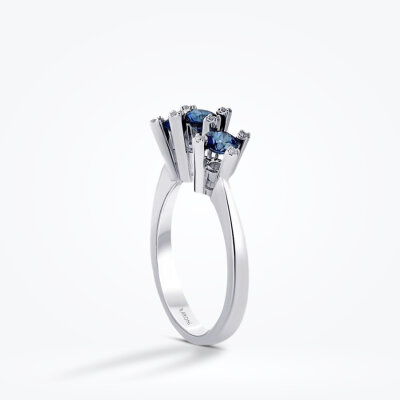 0.85 Karat Pırlanta Safir Tria Yüzük - Baroni Diamond (1)