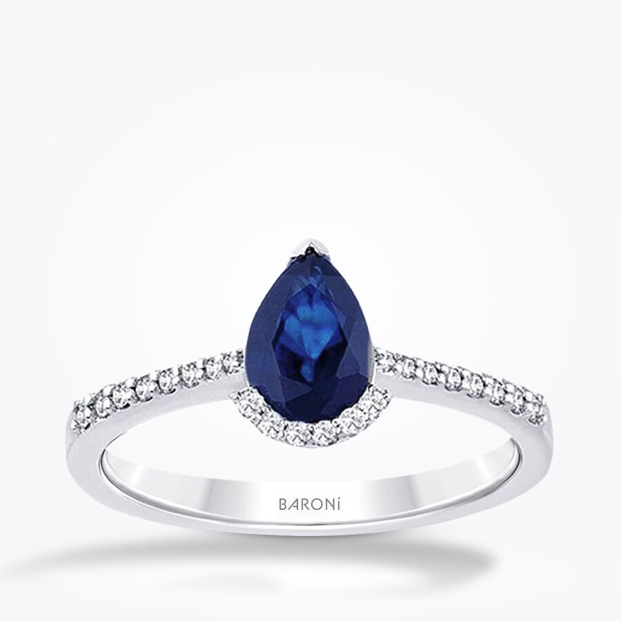 0.85 Karat Pırlanta Safir Yüzük