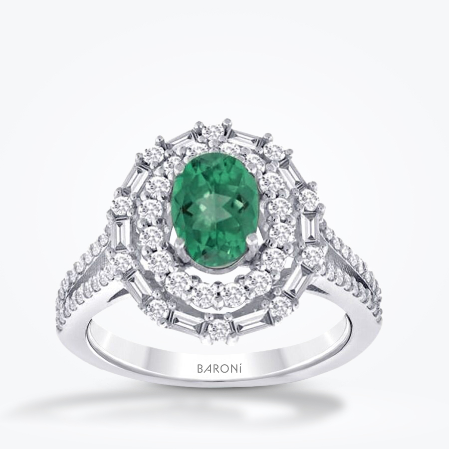 0.85 Karat Pırlanta Zümrüt Yüzük - Baroni Diamond
