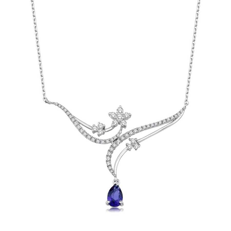 0.86 Karat Pırlanta Safir Kolye