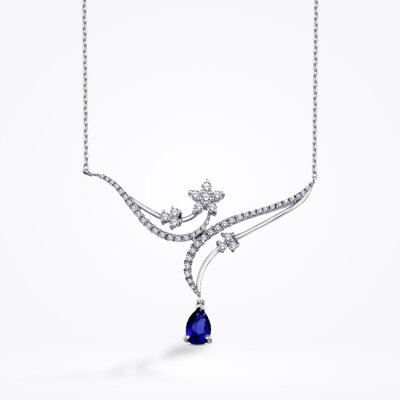 0.86 Karat Pırlanta Safir Kolye - Baroni Diamond (1)