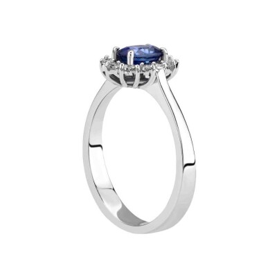 0.86 Karat Pırlanta Safir Yüzük - 2
