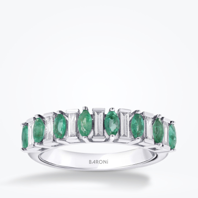 0.86 Karat Pırlanta Zümrüt Yüzük - 1